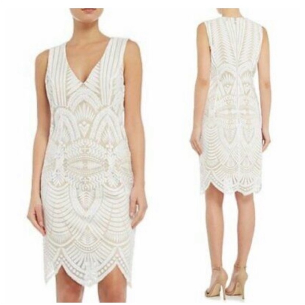 XS Bardot White & Nude Lace Dress LIKE NEW